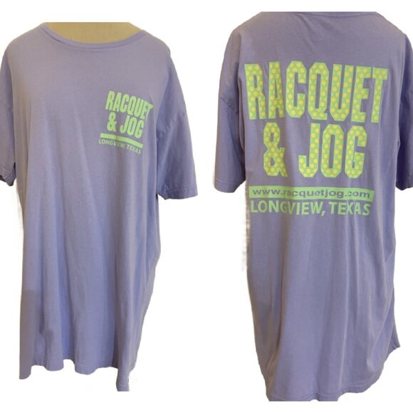 Raquet & Jog vgt Purple T-Shirt Top L Women's Double-Sided Y2K Casual Cotton - Picture 1 of 7